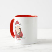 Weihnachtsmädchen mit braunem, gewelltem Haar Tasse (Vorderseite Links)