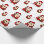 Weihnachtsmädchen mit braunem, gewelltem Haarwicke Geschenkpapier (Ecke)