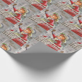 Weihnachtsmädchen mit Geschenken vor der Tür Geschenkpapier (Ecke)