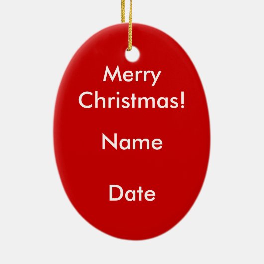 Weihnachtsmädchen mit Glocke Keramik Ornament (Hinten)