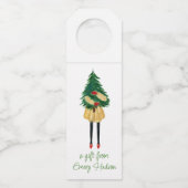 Weihnachtsmädchen mit Grün Bo Flaschenanhänger (Vorderseite)