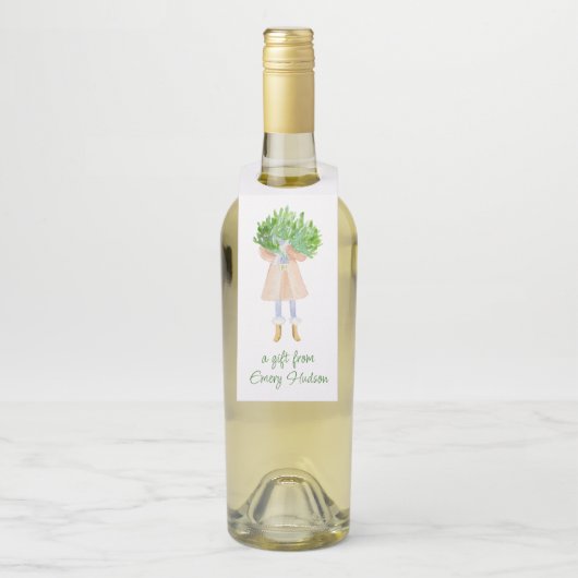 Weihnachtsmädchen mit Grün Flaschenanhänger (Auf Flasche)