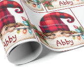 Weihnachtsmädchen mit Individuelle Name Geschenkpapier (Rolleneckpunkt)