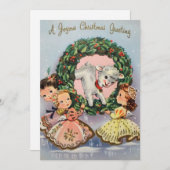 Weihnachtsmädchen mit Lamm Feiertagskarte (Vorne/Hinten)