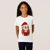 Weihnachtsmädchen mit langen braunen Haaren T-Shirt (Vorne ganz)
