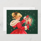 Weihnachtsmädchen mit Lattern Feiertagspostkarte (Vorne/Hinten)