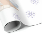 Weihnachtsmädchen Mops Santa Pattern Geschenkpapier (Rolleneckpunkt)