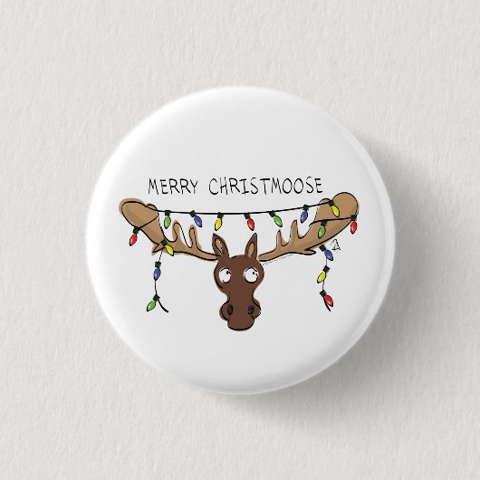 Weihnachtsmädchen Niedlich Funny Holiday Animal Button (Vorderseite)
