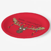 Weihnachtsmädchen Niedlich Funny Holiday Animal Pappteller (Schrägansicht)