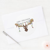 Weihnachtsmädchen Niedlich Funny Holiday Animal Runder Aufkleber (Umschlag)