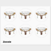 Weihnachtsmädchen Niedlich Funny Holiday Animal Runder Aufkleber (Blatt)