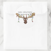 Weihnachtsmädchen Niedlich Funny Holiday Animal Runder Aufkleber (Tasche)