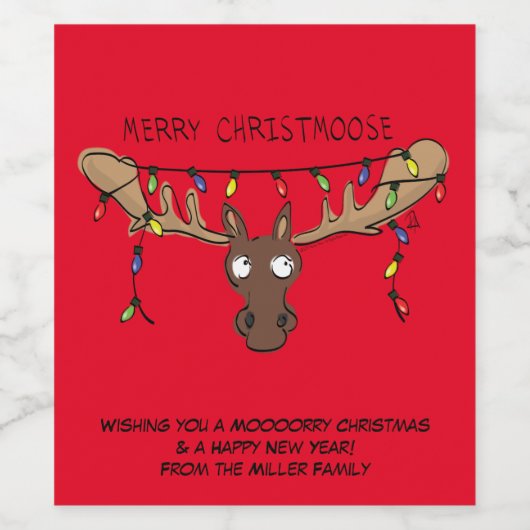 Weihnachtsmädchen Niedlich Funny Holiday Animal Weinetikett (Einzelnes Label)