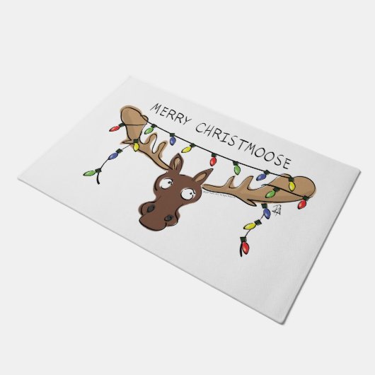 Weihnachtsmädchen Niedliches Urlaubstier Fußmatte (Schrägansicht)