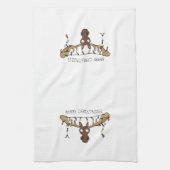 Weihnachtsmädchen Niedliches Urlaubstier Geschirrtuch (Vertikal)