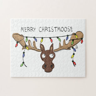 Weihnachtsmädchen Niedliches Urlaubstier Puzzle