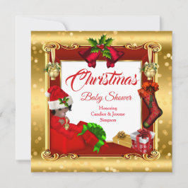 Weihnachtsmädchen oder Babydusche Red Gold Box OM Einladung