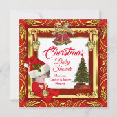 Weihnachtsmädchen oder Babydusche Red Gold Einladung (Vorderseite)