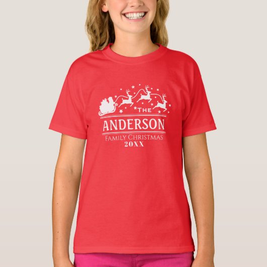 Weihnachtsmädchen Personalisiert Familienname Urla T-Shirt (Vorderseite)