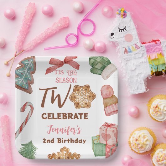 Weihnachtsmädchen Pink Winter Party Pappteller (Party)