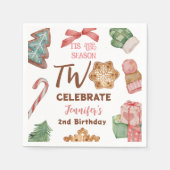 Weihnachtsmädchen Pink Winter Party Serviette (Vorderseite)