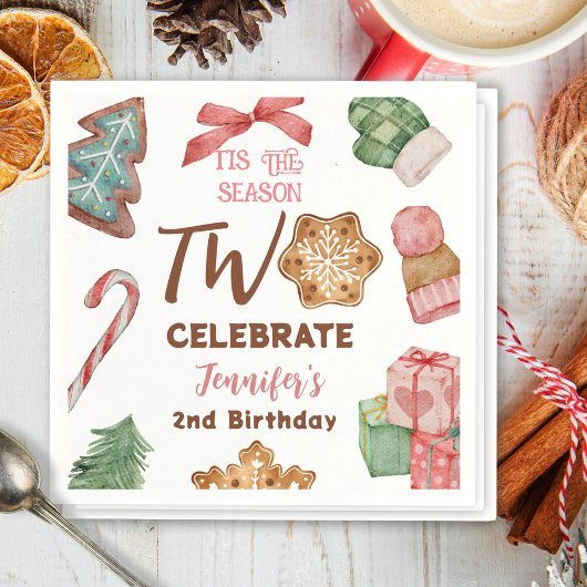 Weihnachtsmädchen Pink Winter Party Serviette