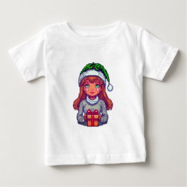 Weihnachtsmädchen-Pixelart Baby T-shirt