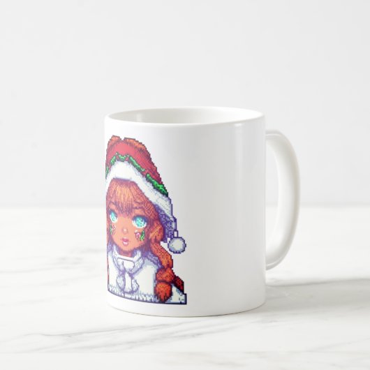 Weihnachtsmädchen pixelart kaffeetasse (VorderseiteRechts)