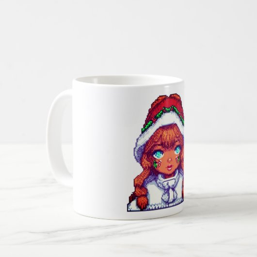 Weihnachtsmädchen pixelart kaffeetasse (Vorderseite Links)