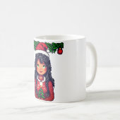 Weihnachtsmädchen-Pixelart Kaffeetasse (VorderseiteRechts)