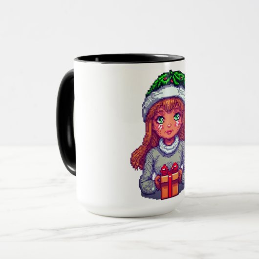 Weihnachtsmädchen pixelart tasse (Vorderseite Links)