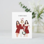 Weihnachtsmädchen Postkarte (Stehend Vorderseite)