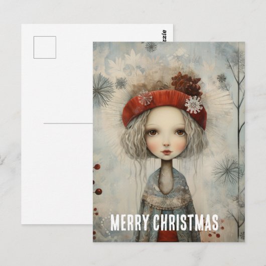 Weihnachtsmädchen Postkarte (Vorne/Hinten)