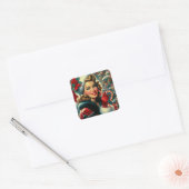 Weihnachtsmädchen Quadratischer Aufkleber (Umschlag)