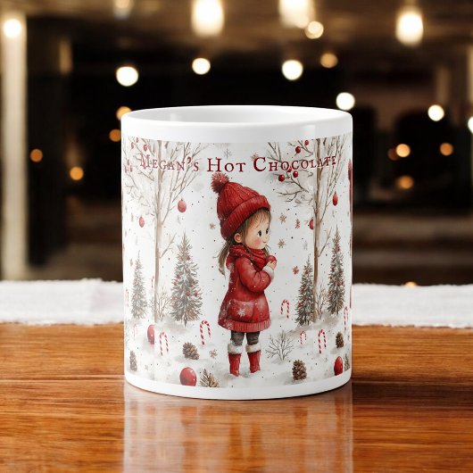Weihnachtsmädchen Red Coat Candy Canes Jumbo-Tasse