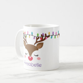 Weihnachtsmädchen Rentier personalisierte Mug Kaffeetasse