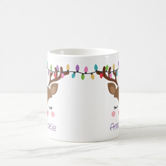 Weihnachtsmädchen Rentier personalisierte Mug Kaffeetasse (Mittel)
