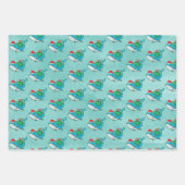 Weihnachtsmädchen Santa Whale Wasserfarbe Geschenkpapier Set (Vorderseite 3)