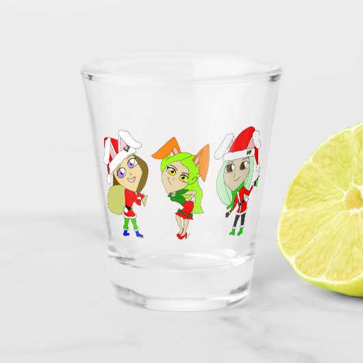 Weihnachtsmädchen Schnapsglas (Vorderseite)