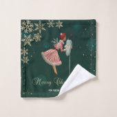 Weihnachtsmädchen, Schneeflocken Badhandtuch Set (Waschlappen)