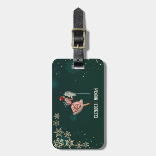 Weihnachtsmädchen, Schneeflocken Gepäckanhänger (Vorderseite vertikal)