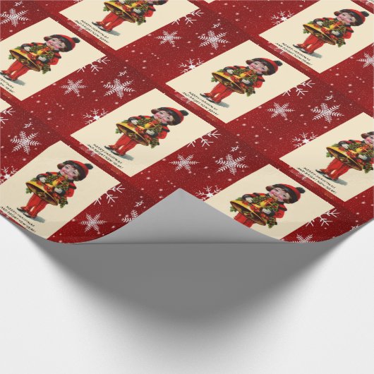 Weihnachtsmädchen, Schneeflocken Geschenkpapier (Ecke)