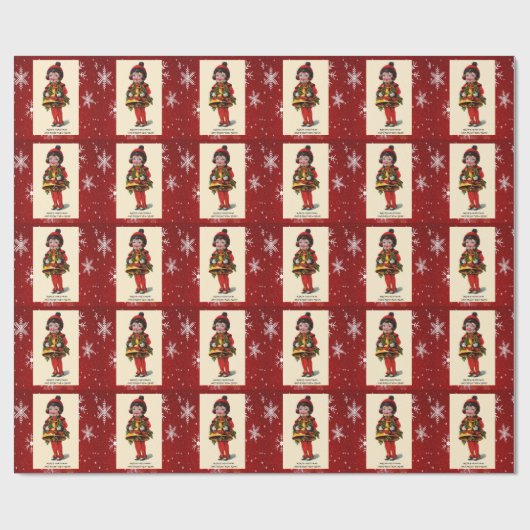 Weihnachtsmädchen, Schneeflocken Geschenkpapier (Flach)