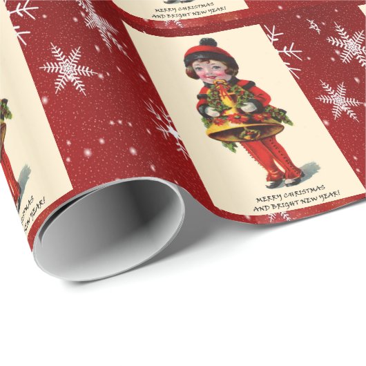Weihnachtsmädchen, Schneeflocken Geschenkpapier (Rolleneckpunkt)