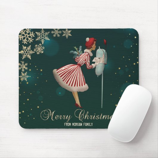 Weihnachtsmädchen, Schneeflocken Mousepad (Mit Mouse)