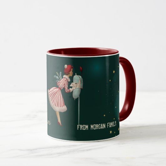 Weihnachtsmädchen, Schneeflocken Tasse (VorderseiteRechts)