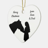 Weihnachtsmädchen und ihre Liebe Silhouette Keramik Ornament (Links)