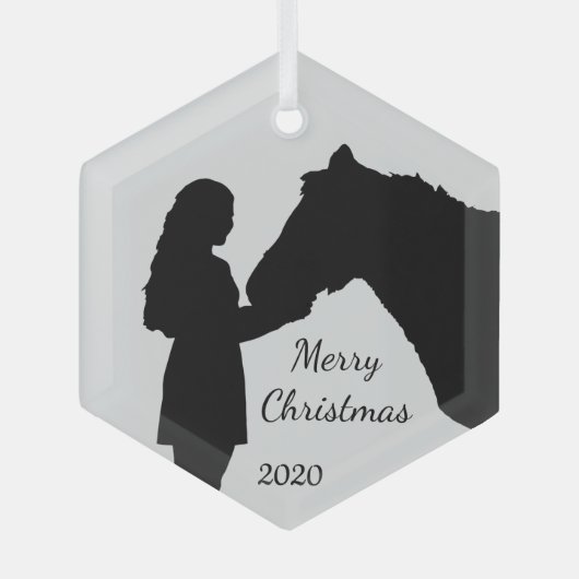 Weihnachtsmädchen und ihre Liebe Silhouette Ornament Aus Glas (Vorderseite)