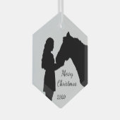 Weihnachtsmädchen und ihre Liebe Silhouette Ornament Aus Glas (Vorderseite Rechts)