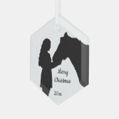 Weihnachtsmädchen und ihre Liebe Silhouette Ornament Aus Glas (Vorderseite Links)